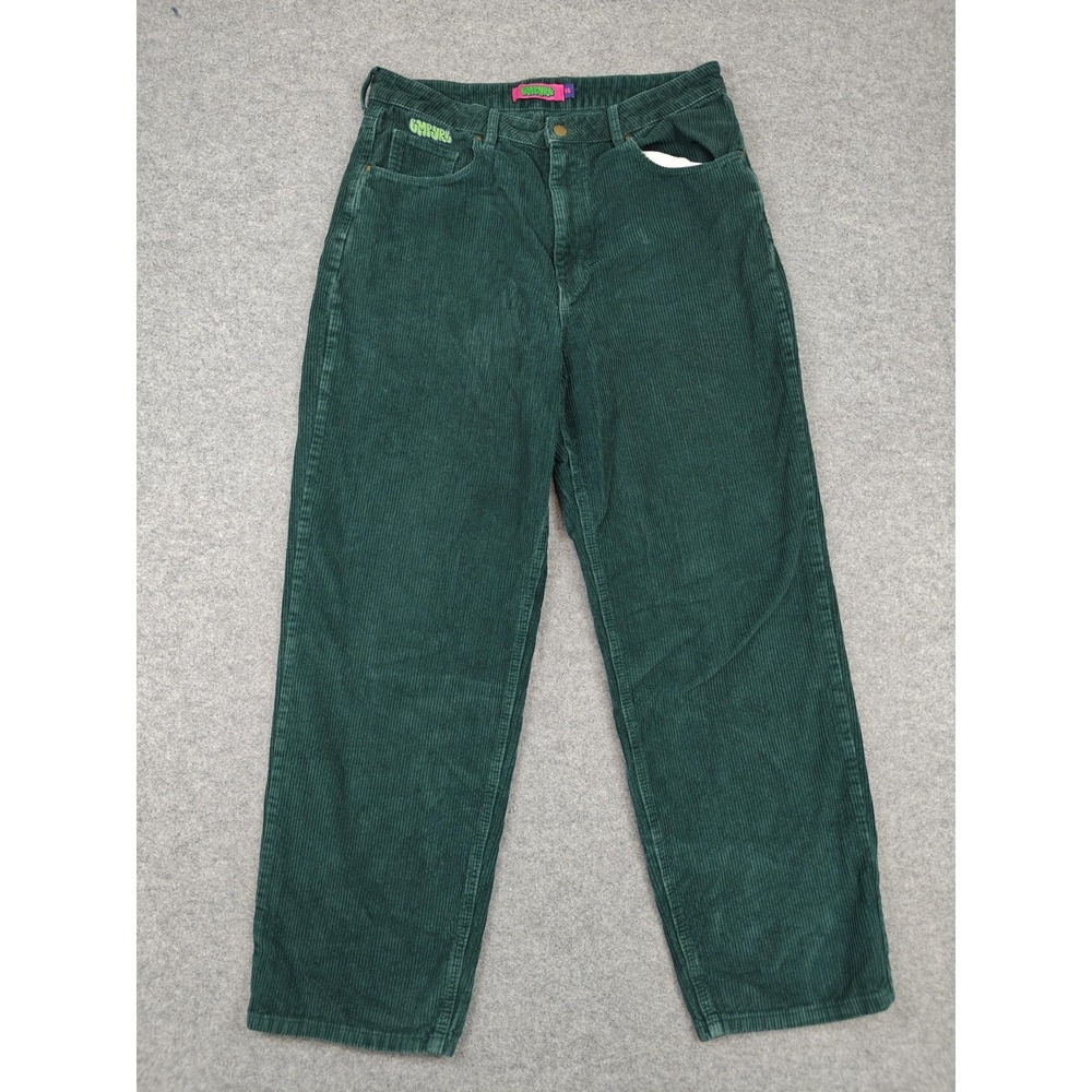 Empyre Pants Teens 13 Green‎ Corduroy Relaxed Straight Leg Casual Khakis Pockets
